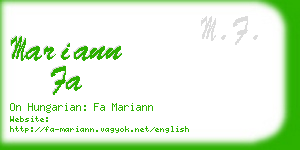 mariann fa business card